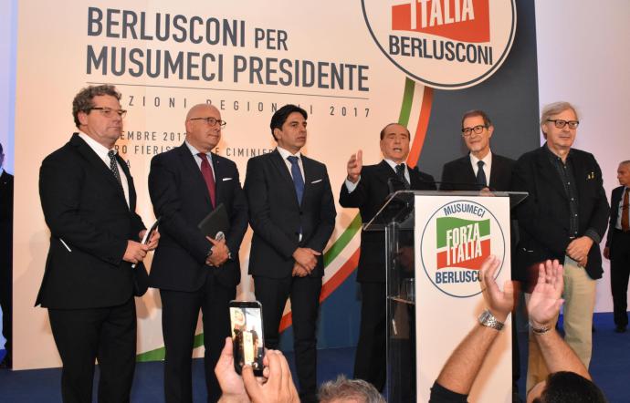Berlusconi alla Ciminiere per Musumeci, tra hostess, ricordi, Ponte e “meno tasse”